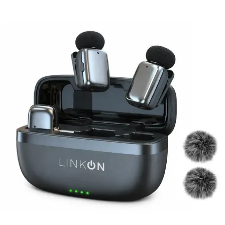 Microfono Inalambrico Linkon Solapa Lavalier Plug Play Sonido Con Cortaviento X2