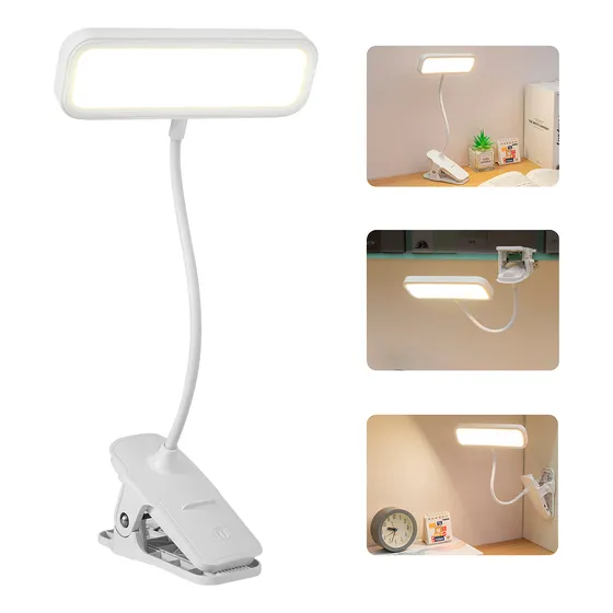 Lámpara De Escritorio Led Recargable Con Pinza Que Gira 360°