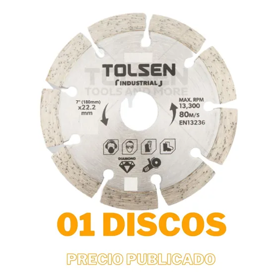 3 Disco Diamantado De 4-1/2  Continuo, Tolsen