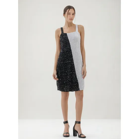Vestido Corto Foggia Con Lentejuelas Black & White Guk313
