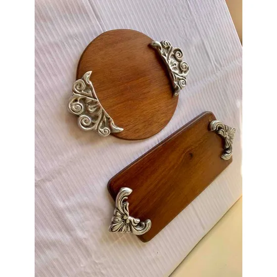 Par Duo De Bandejas De Madera En Perfecto Estado Cod 239