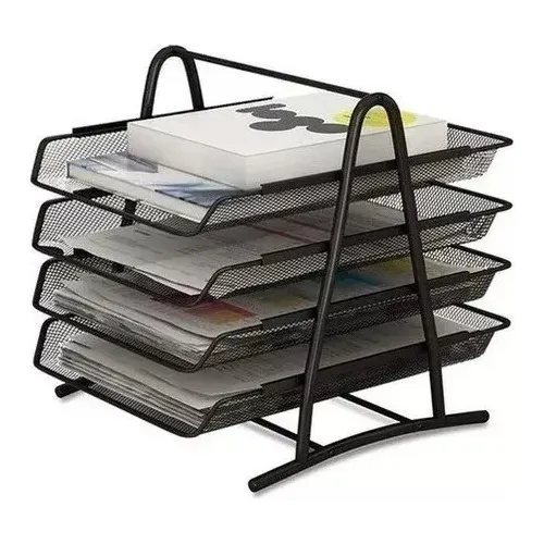 Bandeja organizador de escritorio oficina documentos metal 4 niveles