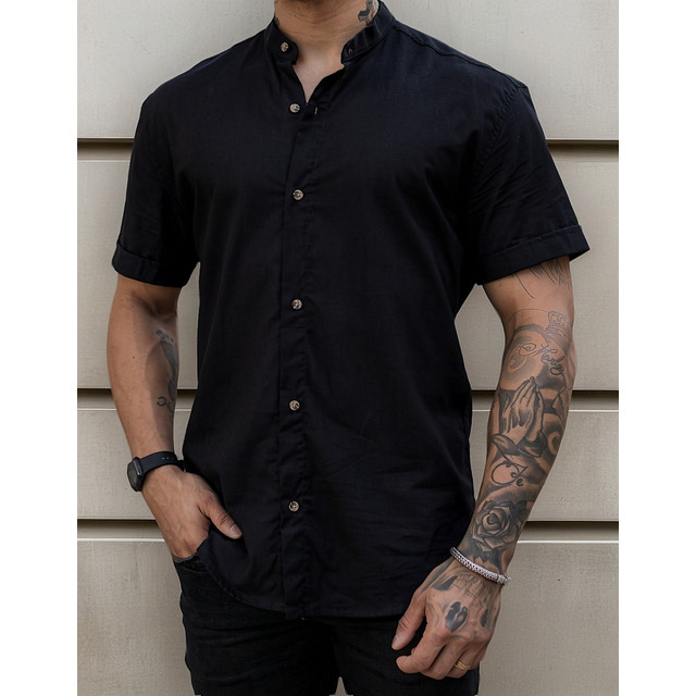 Camisa Manga Curta Gola Padre Masculina Festa Trabalho Camisa Manga Curta Gola Padre Masculina Festa Trabalho