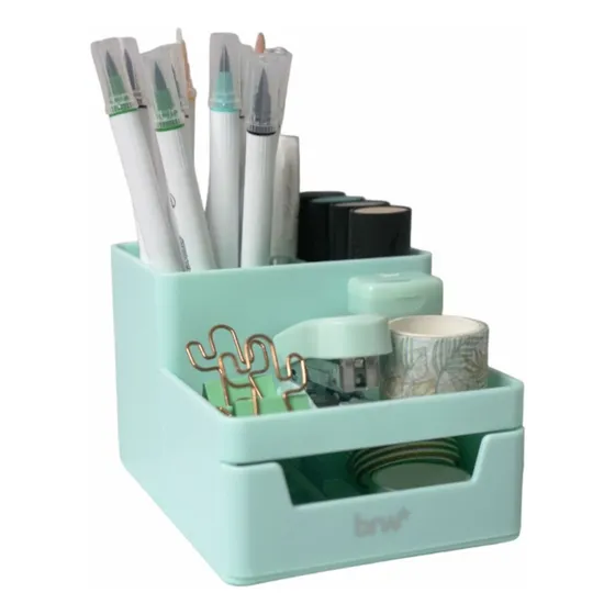 Organizador Escritorio Maquillaje X 3 Cubiculos + Cajon Brw