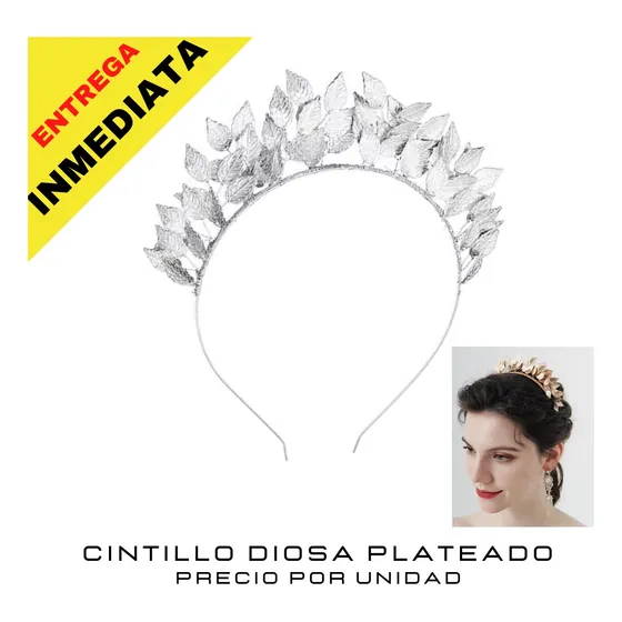 Cintillo Plateado Corona Halo Ángel Diosa Diadema Boda Hojas