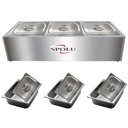 Rechaud Inox Elétrico Mesa Buffet Quente 3 Cubas Banho Maria Rechaud Inox Elétrico Mesa Buffet Quente 3 Cubas Banho Maria