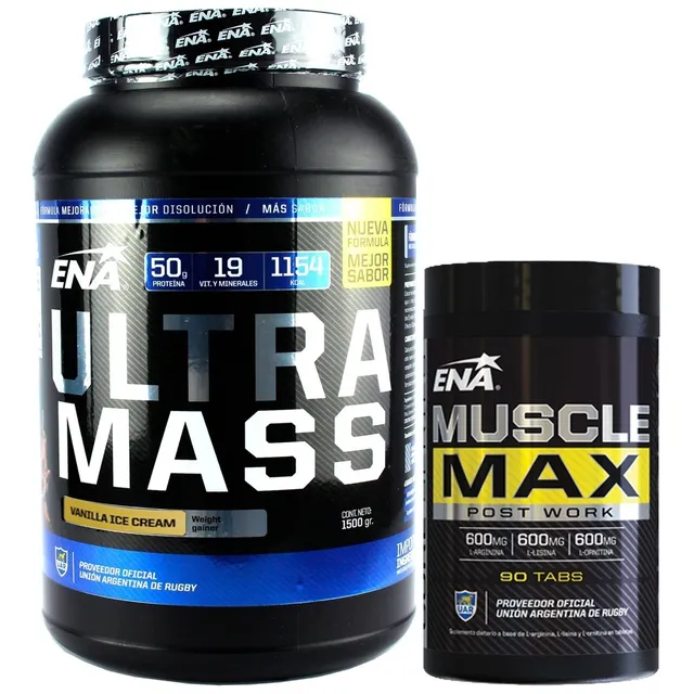 Crecimiento Masa Muscular Ultra Mass 1,5 K Muscle Max 90 Ena