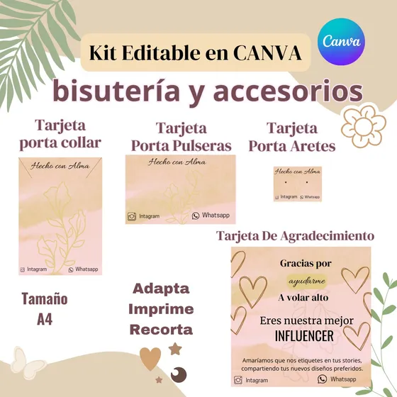 Plantillas De Tarjetas Porta Accesorios Editables En Canva