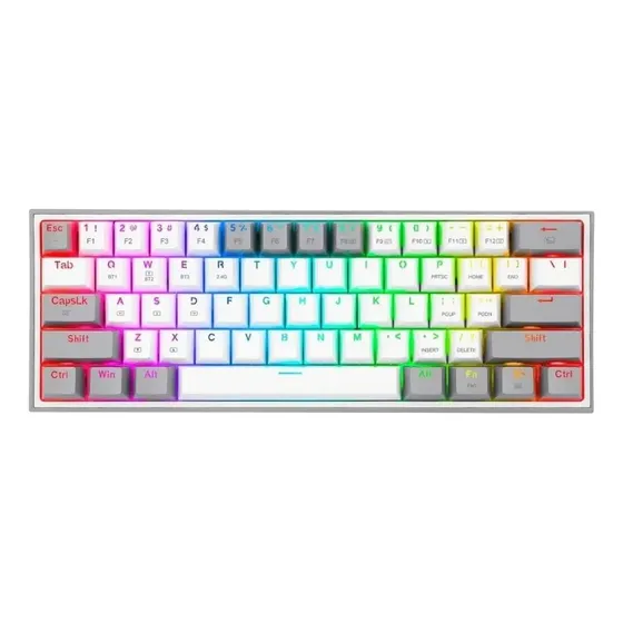 Teclado Wireless Redragon Fizz Pro Rgb 60% White/grey Sw Red Color del teclado Blanco/Gris Idioma Español