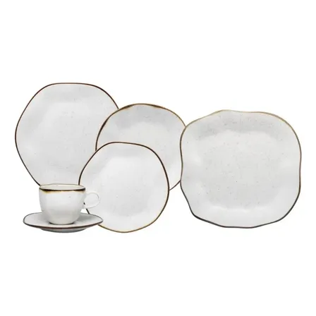 Aparelho De Jantar 20 Peças Ryo Maresia + Travessa 28cm Branco Lisa