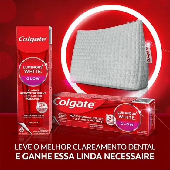 Kit 2 Cremes Dentais Glow Mint Colgate 70g Cada + Nécessaire