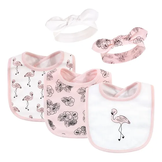 Set De Baberos Y Vinchas 5 Pzas Flamencos Hudson Baby