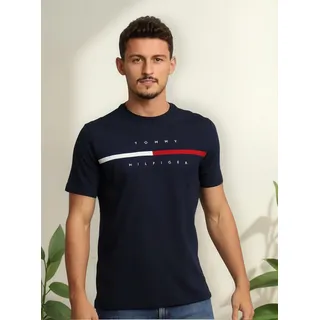 Camiseta Tommy Hilfiger Masculina Essential Flag Sash Azul Camiseta Tommy Hilfiger Masculina Essential Flag Sash Azul