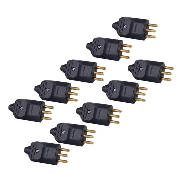 Kit 10 Plug 3 Pinos 20a Tomada Macho Pld2-3 Preto Margirius