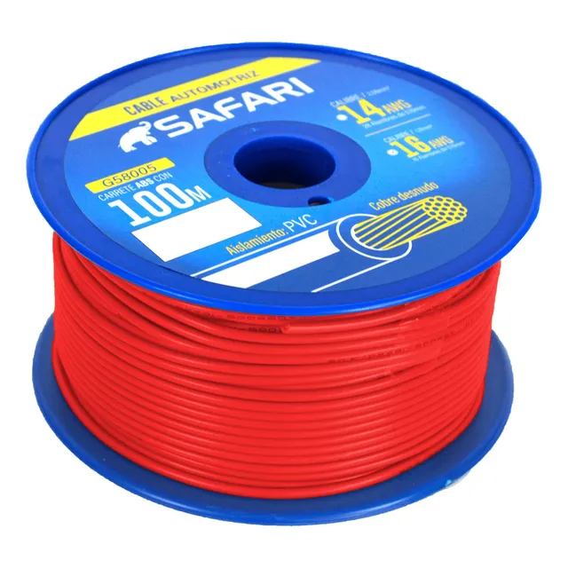 Cable Automotriz 16awg Cobre 16/0.19 Pvc Dia:3.05mm 100m Roj