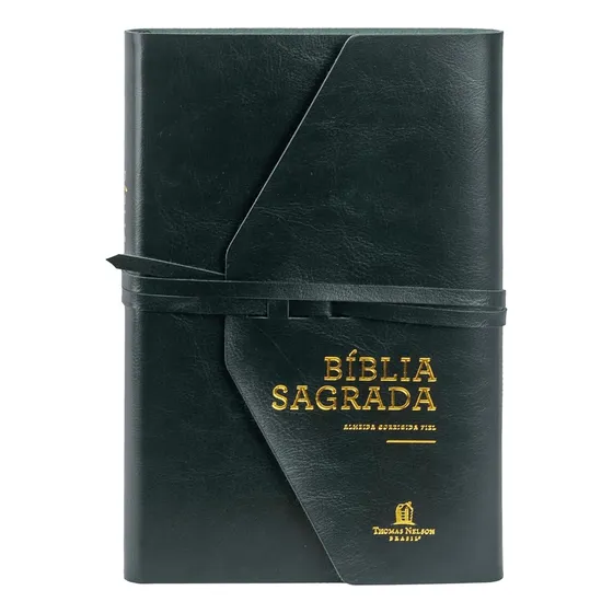Bíblia Sagrada Acf | Letra Grande | Com Cordinha | Couro Soft | Leitura Perfeita | Verde Artesanal, De Almeida Corrigida E Fiel. Editorial Thomas Nelson, Capa Mole Em Português