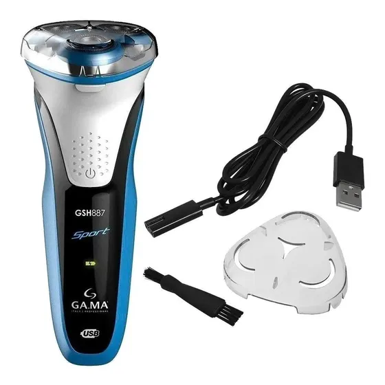 Barbeador Elétrico Gama Italy 3 Lâminas Gsh887 Sport W&D USB 127/220V
