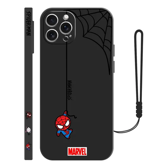 Funda De Silicona Diseño De Spiderman Para iPhone + Correas
