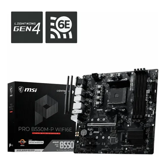 Placa Mãe Msi Pro B550m-p Wifi 6e Am4 Ddr4 Micro Atx Ryzen