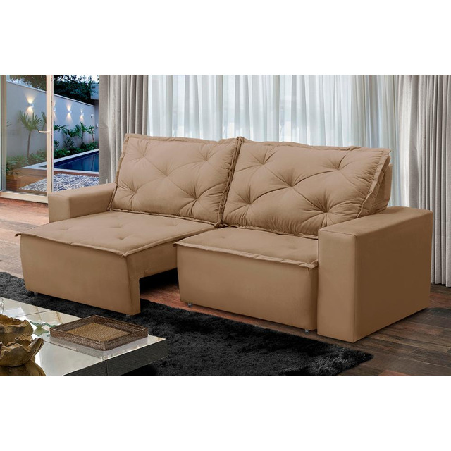 Sofá Retrátil Reclinável 2 Lugares Molas 1,50m Ana Suede Cor Cappuccino Sofá Retrátil Reclinável 2 Lugares Molas 1,50m Ana Suede Cor Cappuccino