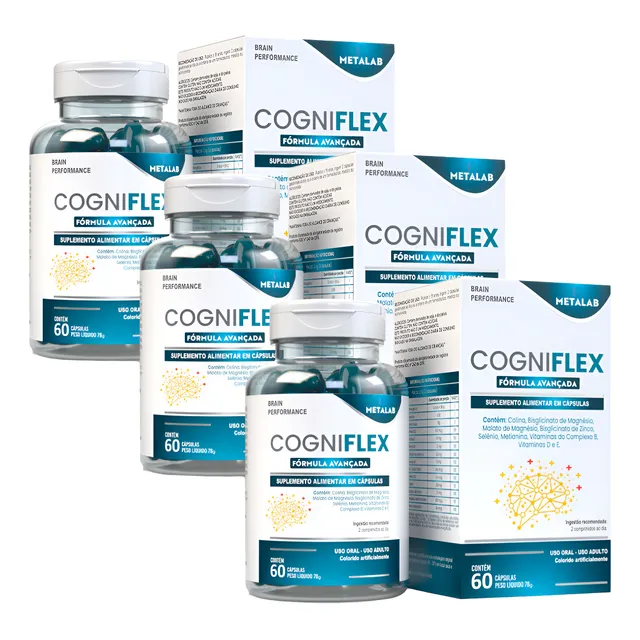 3 Cxs Cogniflex 60 Cápsulas - Colina - Metalab - Vitaminas
