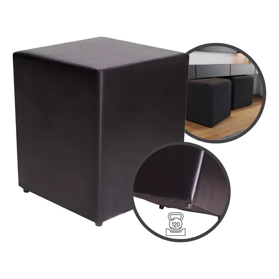 Pufe Banqueta Puf Decorativo Assento Banco Cubo Grande Couro