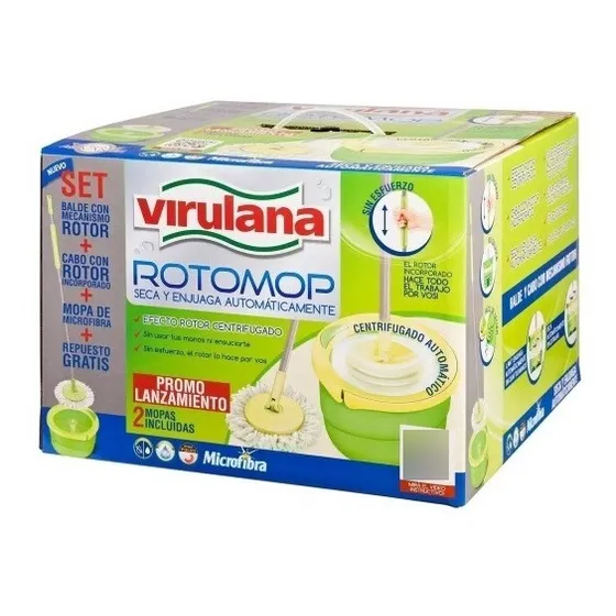 Balde Mopa Giratoria Centrifugo Virulana Rotomop Microfibra