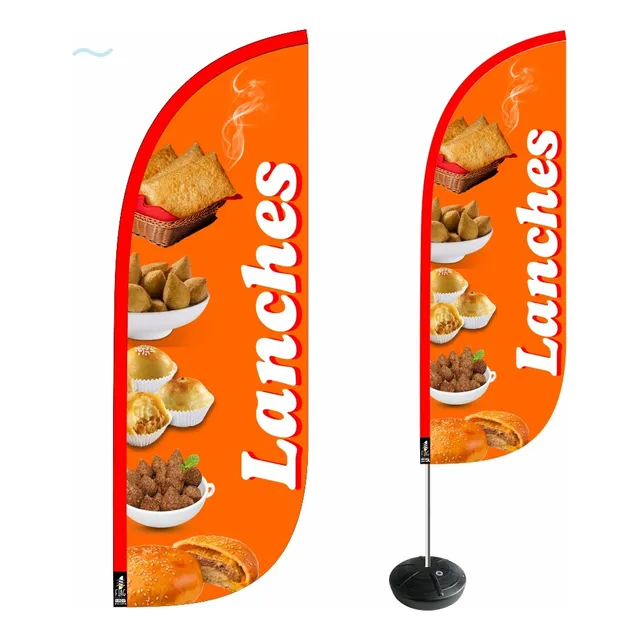 Wind Banner Lanchonete Dupla Face Kit Completo 2,8m Fly Flag