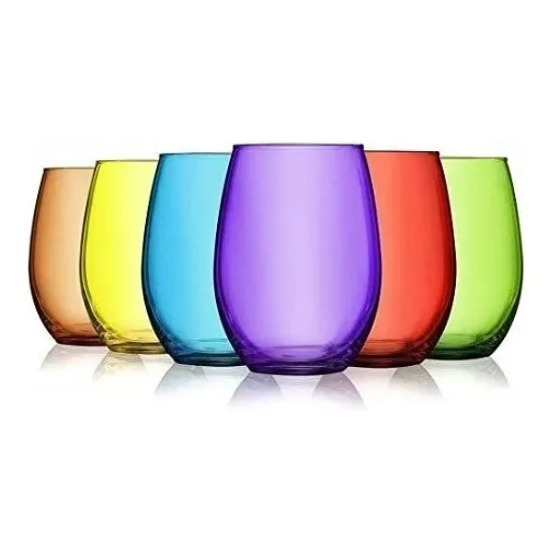 6 Vasos De Vidrio Altos Mikonos Full Color 460ml Cristar Color