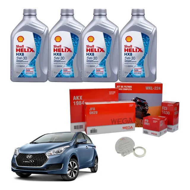 Kit Revisão Troca Óleo Shell + Filtros Hb20s 1.6 2014 2015