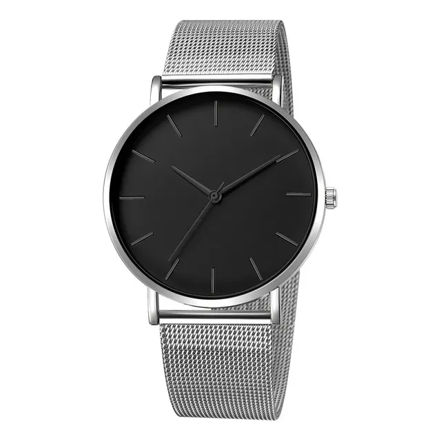 Reloj Hombre Negro Gris Acero Inoxidable Elegante