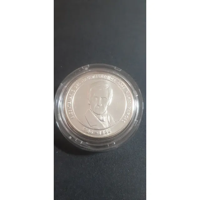 Moneda De Plata Nacimiento Jose Maria Vargas (1786-1986)