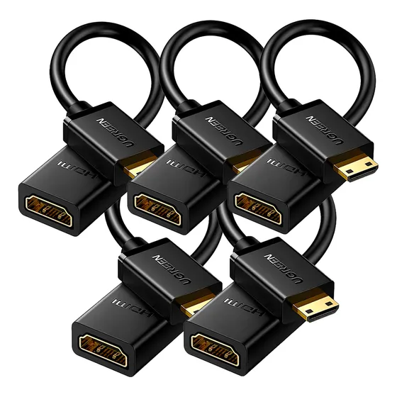 Kit 5 Cabo Adaptador Ugreen Mini Hdmi P/hdmi Fêmea 20cm