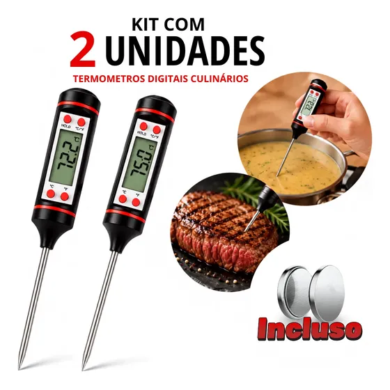Termômetro Culinário Digital Espeto Cozinha Alimento Kit 2un