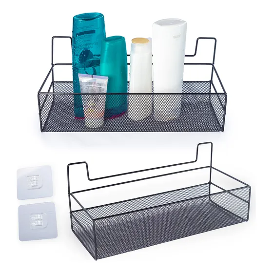 Vittak Porta Shampoo Sabonete Suporte Metal Adesivo Parede Banheiro Cor Preto