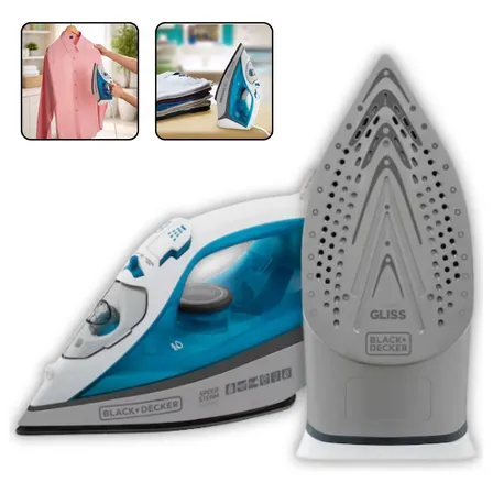 Black Decker Ferro Passar Roupa A Vapor Base Cerâmica Fx3060 Azul-celeste 127v