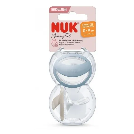 2 Chupetes Bebe Nuk Mommyfeel 0-9 Meses Silicona Color Azul
