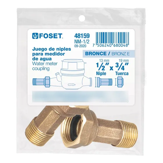 Jgo 2 Niples Con Tuercas Para Medidor De Agua, 1/2' X 3/4' 4