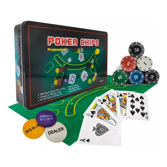Cartas De Poker Set Kit Completo Black Jack Fichas Paño Pack