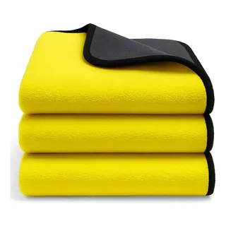 Kit 3 Toalha Microfibra 30x30 Automotiva Ultra Macia Limpeza Amarelo