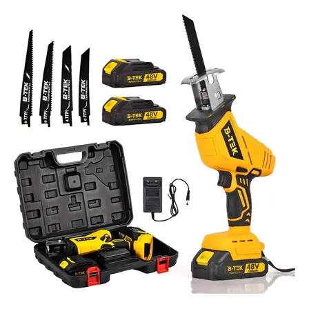 Serra Sabre Elétrica Cortar Carne Osso Açougue Açougueiro 48v 1500w B-Tek DZ-39 Abrir Boi Portátil 2 Baterias Bivolt 110/220v Serra Para Cortar Osso Frigorífico Profissional Maleta Kit