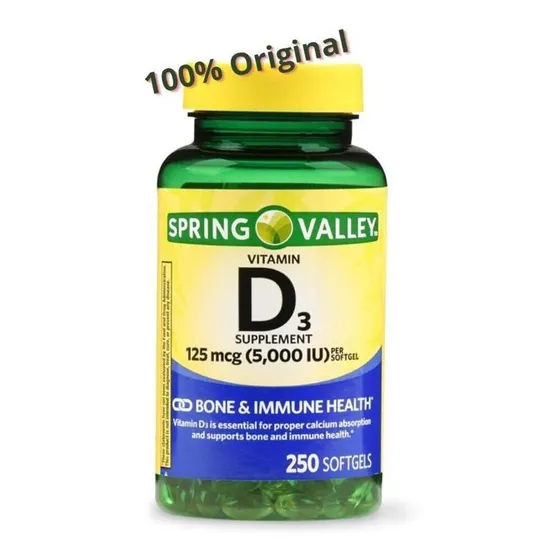 Spring Valley Vitamina D3 5000iu Softgels 250 Capsulas Eua 