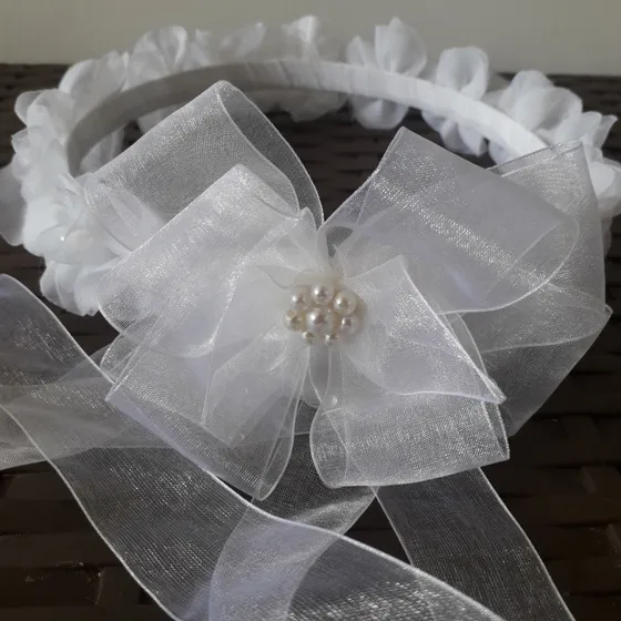 Corona Primera Comunión Bautizo Boda Flores Blancas Niñas   
