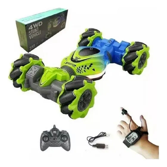 Carrinho Rc Stunt 360 Sensor Gesto Mão E Controle Luz Som Cor Verde