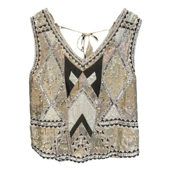 Rapsodia Fiesta Lentejuelas Bordada Musculosa Mujer Adulto.