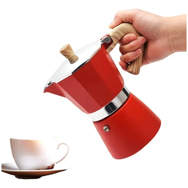 Cafetera Moka Italiana Roja 300ml 6 Tazas Aroma Intenso Rojo