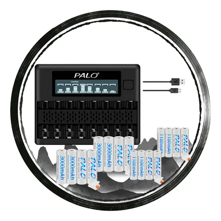 Carregador De Pilhas Recarregável Aa Aaa De 1.2v 16 Baterias 1.2v