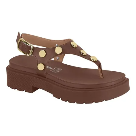Sandália Feminina Vizzano Plataforma Confortável Moda Casual Marrom 37