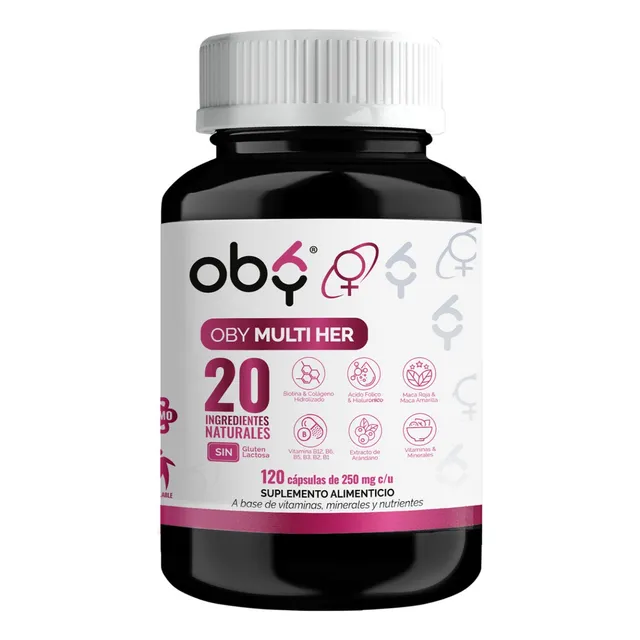 Vitaminas Mujer 120 Capsulas Con 20 Ingredientes: Biotina, Colageno, Vitamina B12, Zinc, Calcio Y Mas | Multivitaminico Mujer, Vitaminas, Minerales | Oby Multi Her