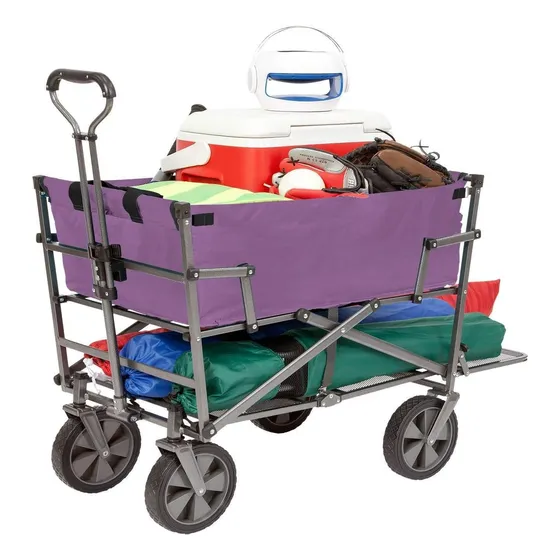 Carrito Plegable De Jardín De Doble Piso De Acero Resistente